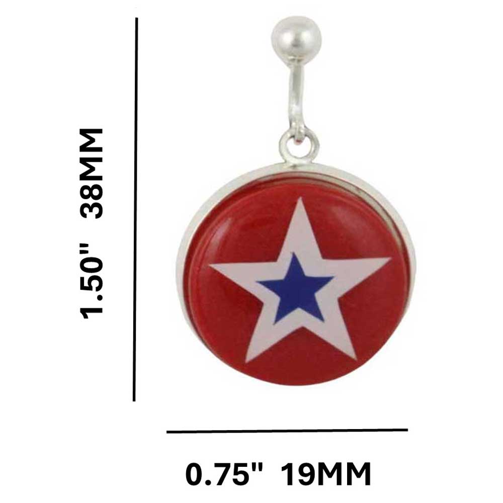 Red white and blue star clip on earring with measurements - Lilylin Designs