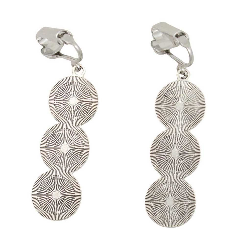 Back view of Pair of clip on earrings with red, white, and blue circular stones - Lilylin Designs