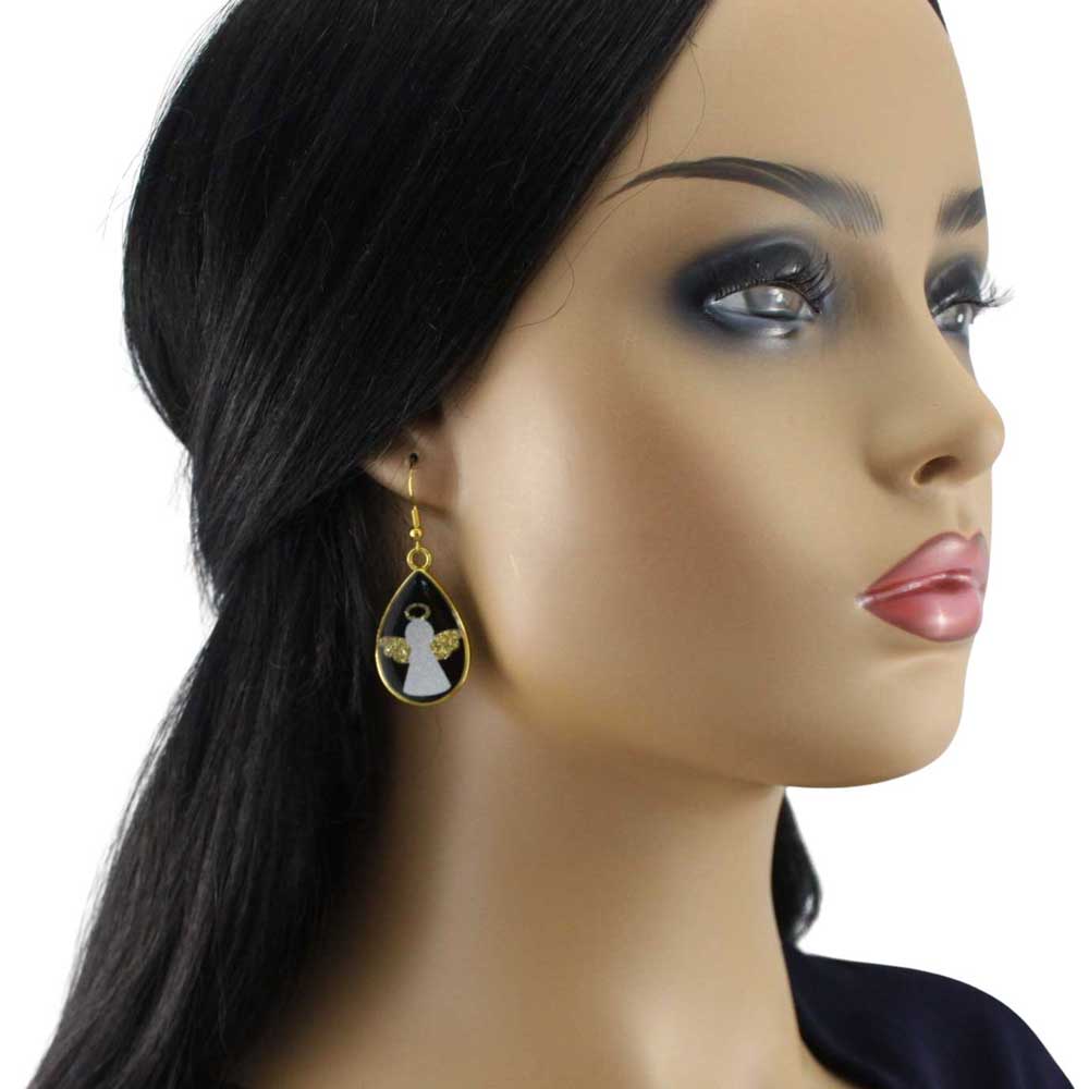 Model wearing angel earring - Lilylin Designs