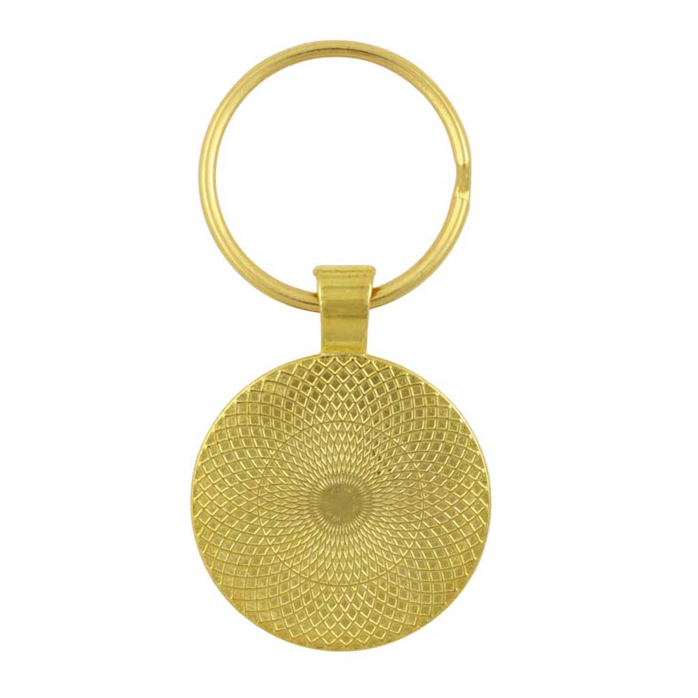 Gold textured round keychain on a white background - Lilylin Designs