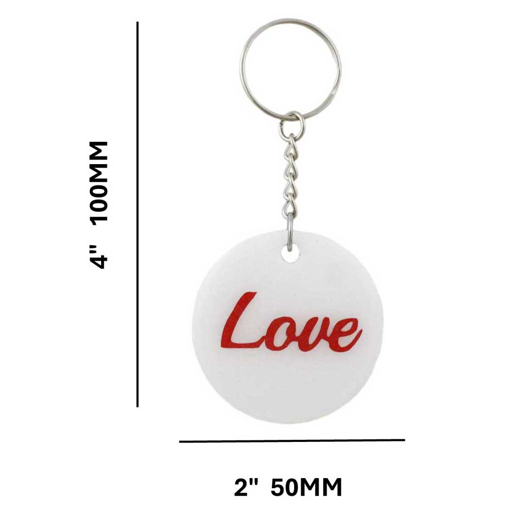 White Resin Keychain with Red Love - Sized - Lilylin Designs