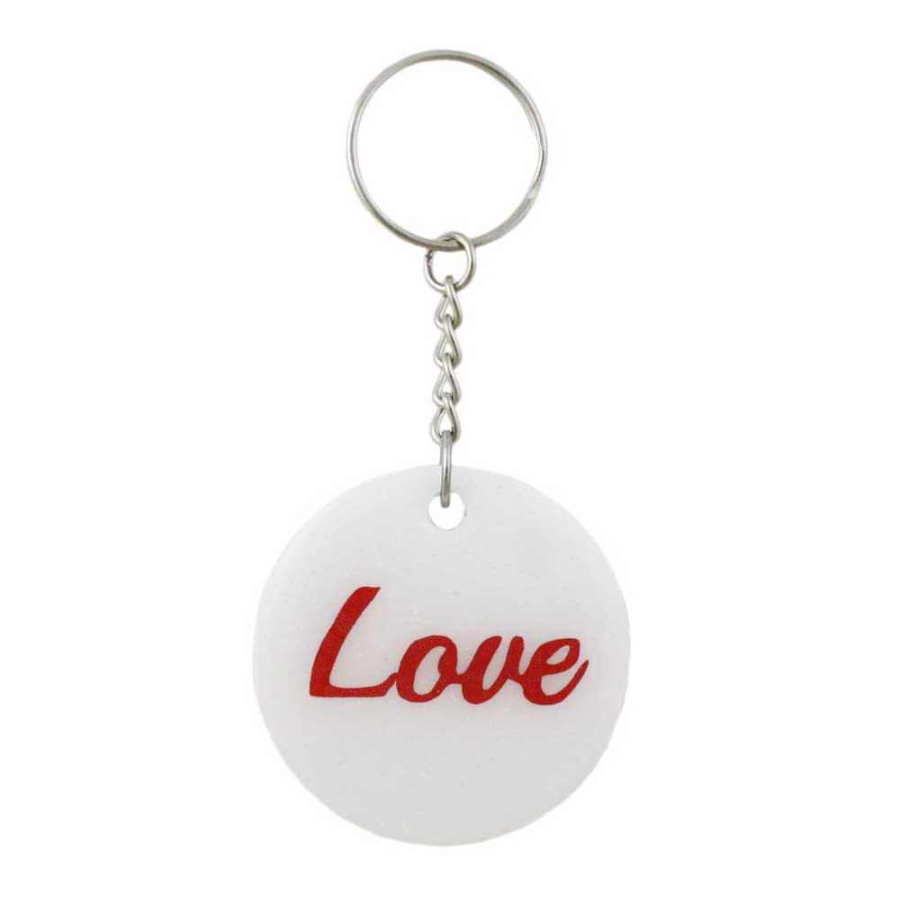 White Resin Keychain with Red Love - Lilylin Designs