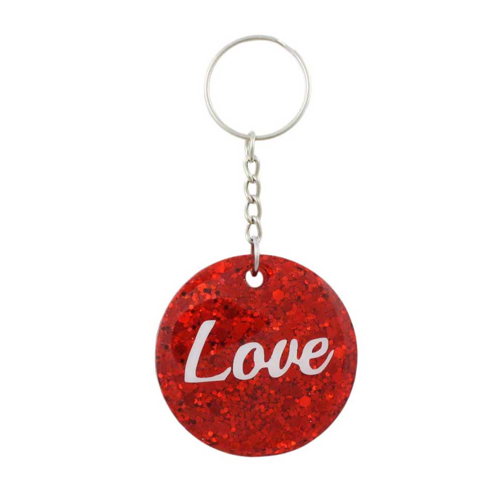 Red Resin Keychain with White Love - Lilylin Designs