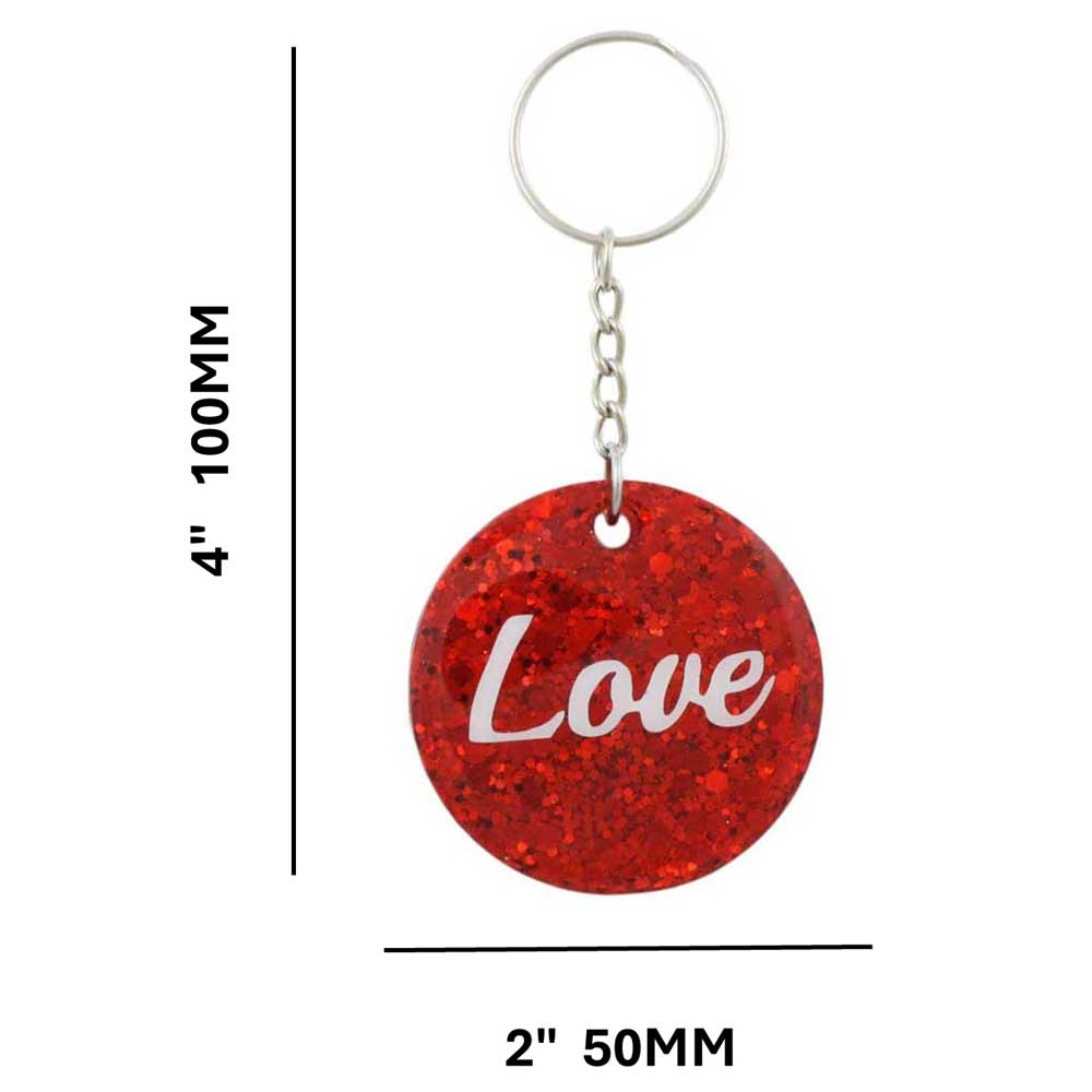 Red Resin Keychain with White Love - Sized - Lilylin Designs