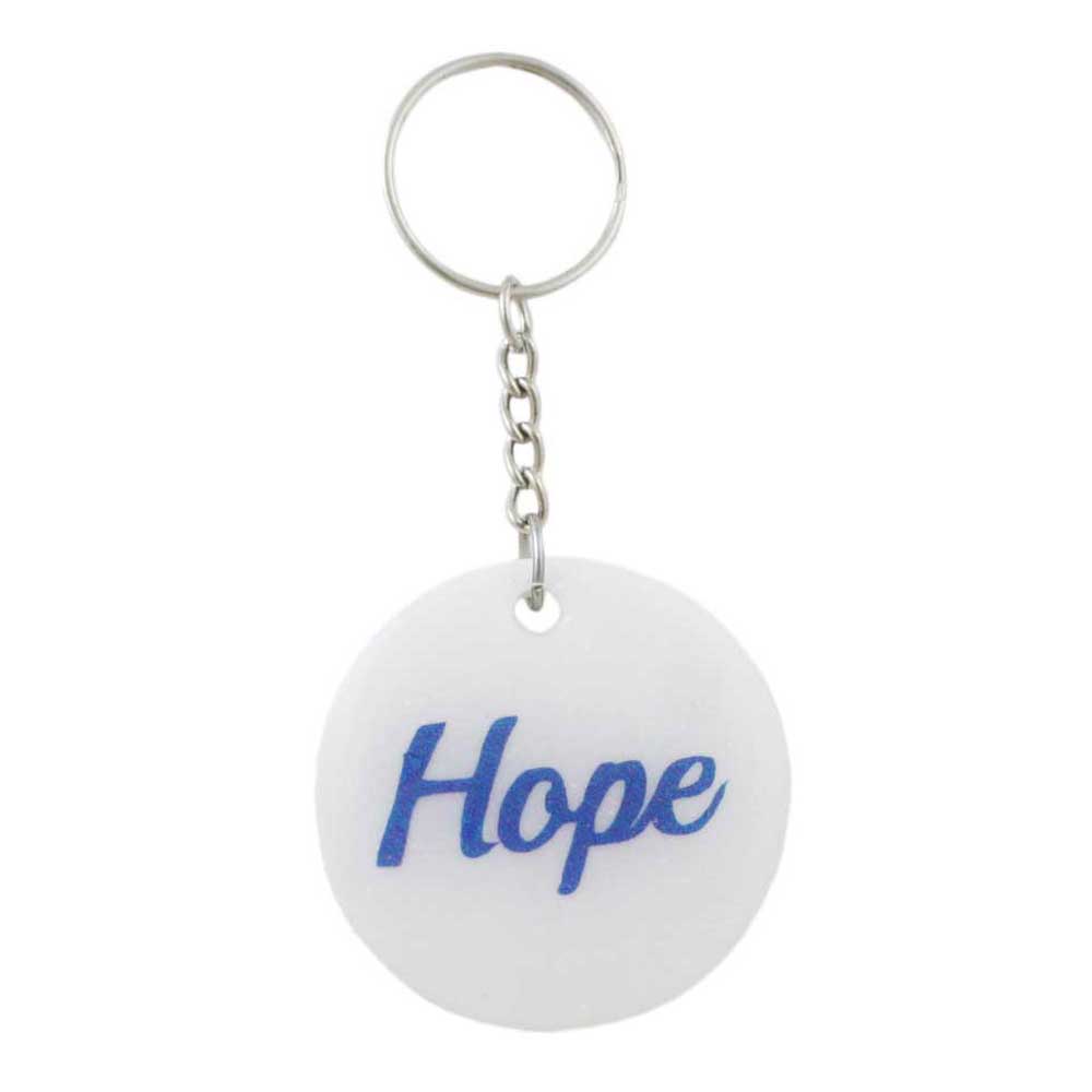 White Resin Keychain with Blue Hope - Lilylin Designs