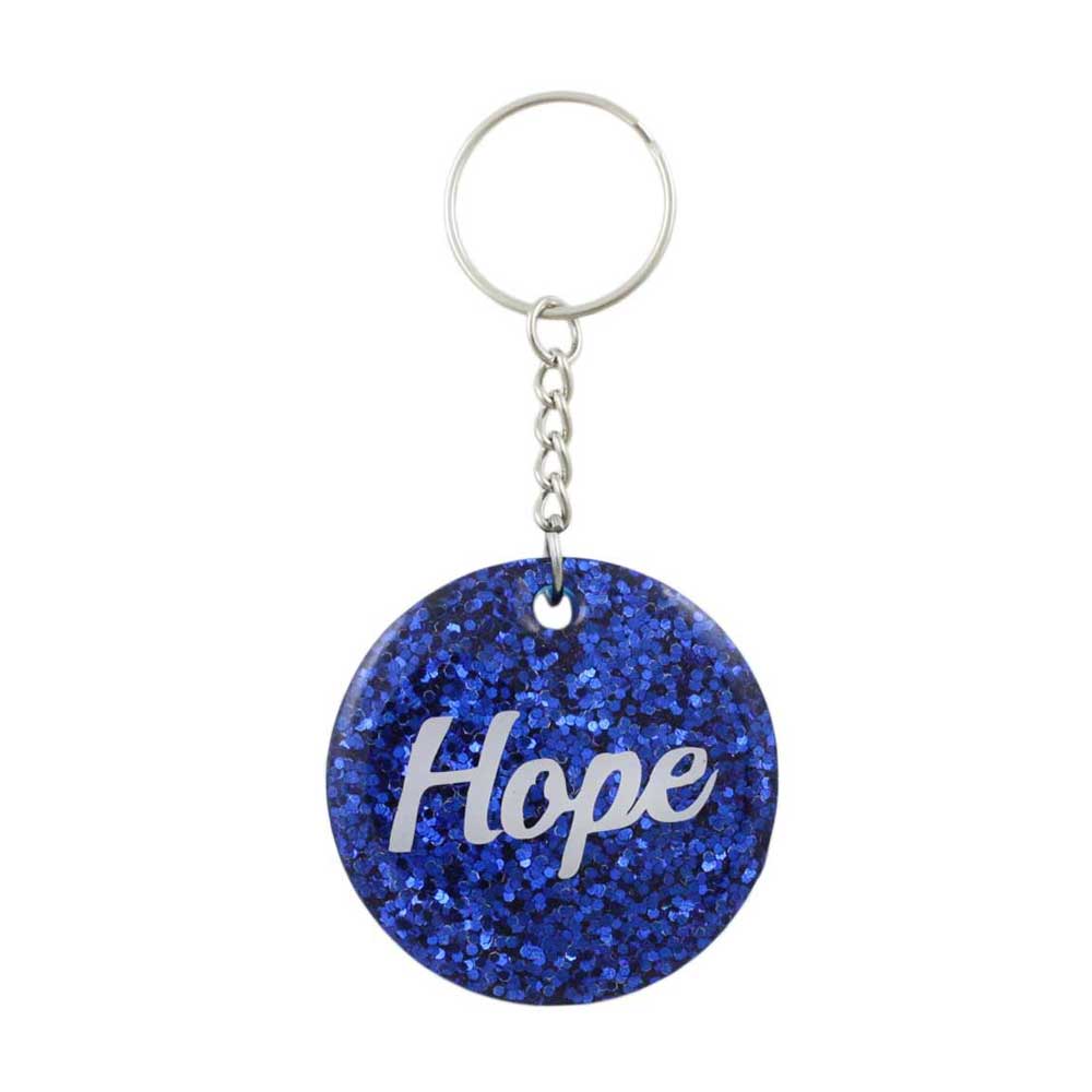 Blue Resin Keychain with White Hope - Lilylin Designs