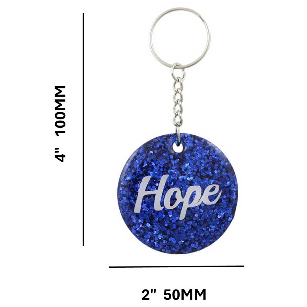Blue Resin Keychain with White Hope - Sized - Lilylin Designs