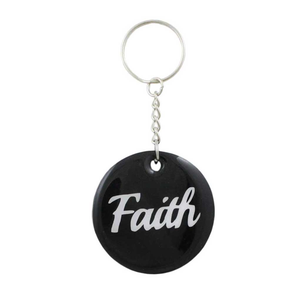 Black Resin Keychain with White Faith - Lilylin Designs