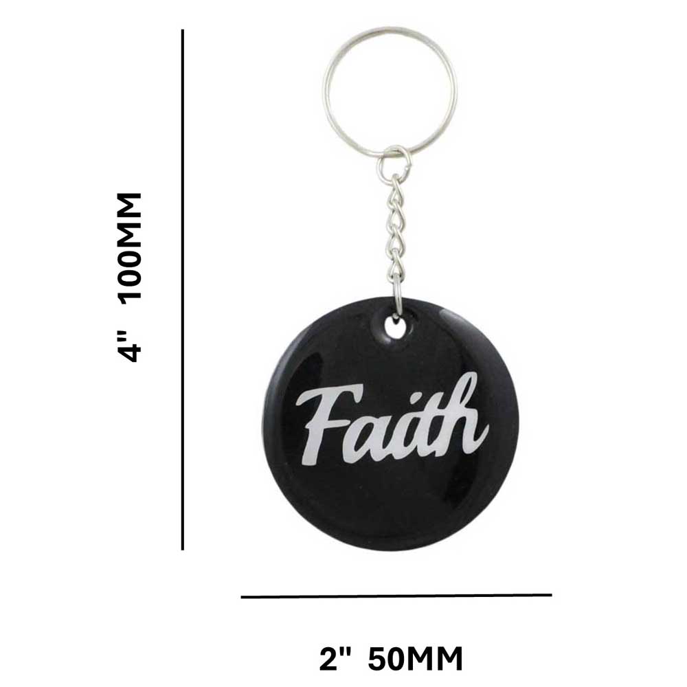 Black Resin Keychain with White Faith - Lilylin Designs
