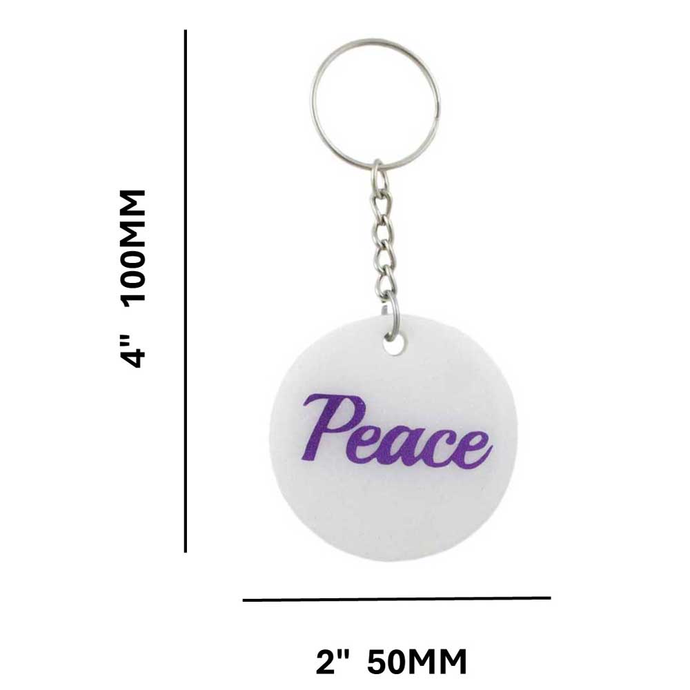 White Resin Keychain with Purple Peace - Sized - Lilylin Designs