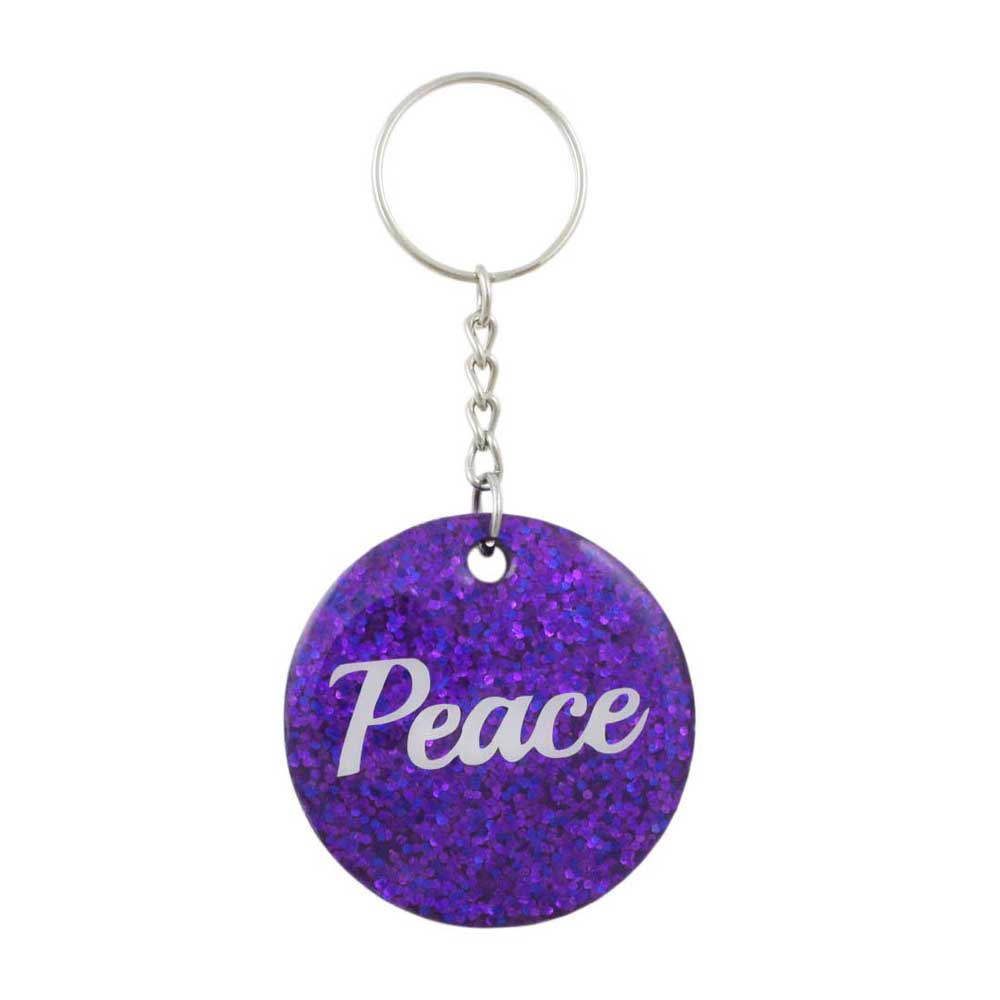 Purple Resin Keychain with White Peace - Lilylin Designs