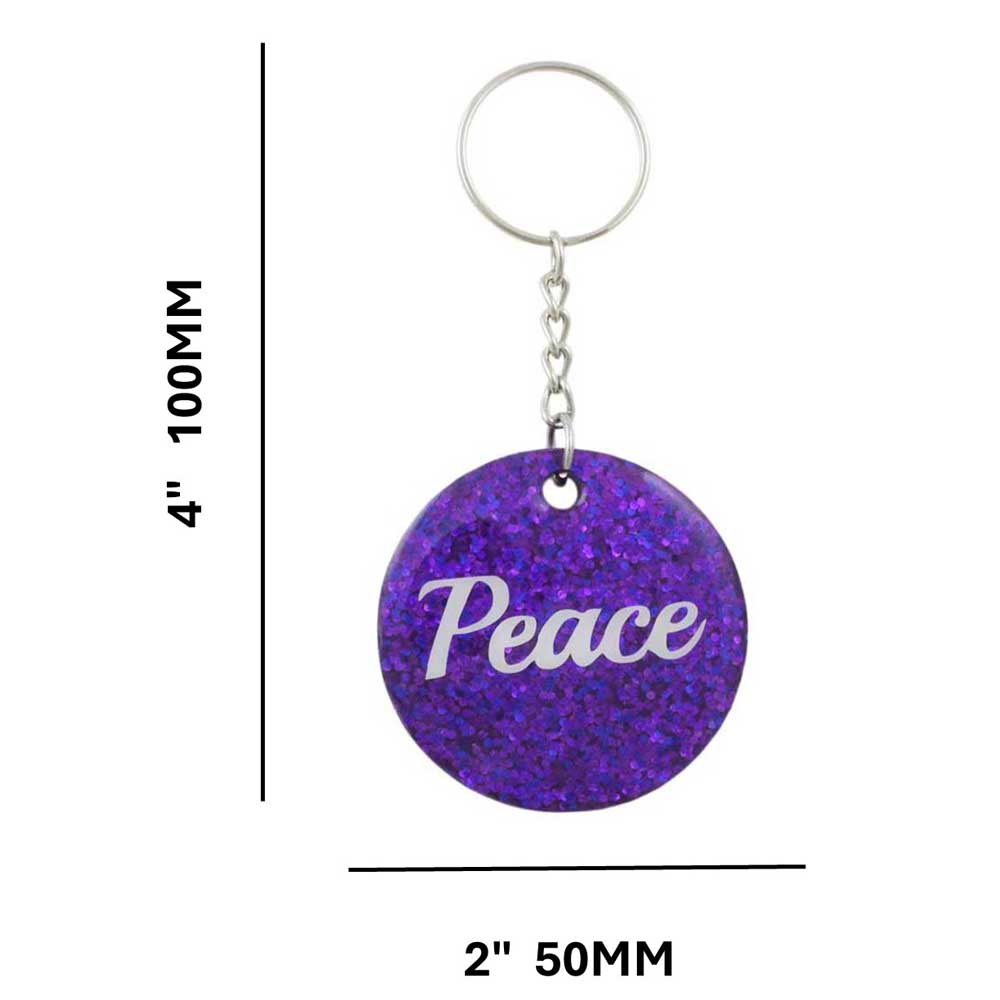Purple Resin Keychain with White Peace Sized - Lilylin Designs