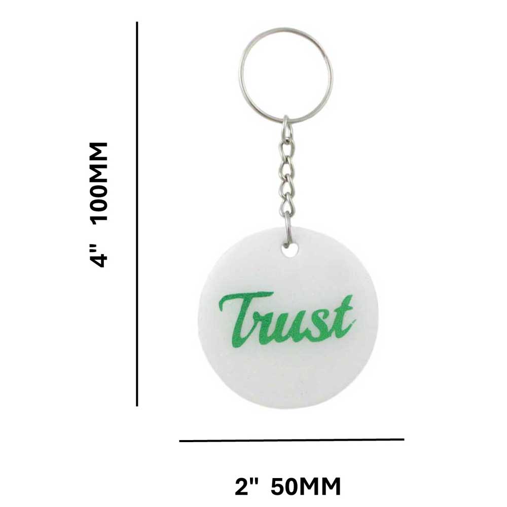 White Resin Keychain with Green Trust - Lilylin Designs