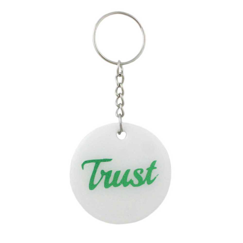 White Resin Keychain with Green Trust - Lilylin Designs