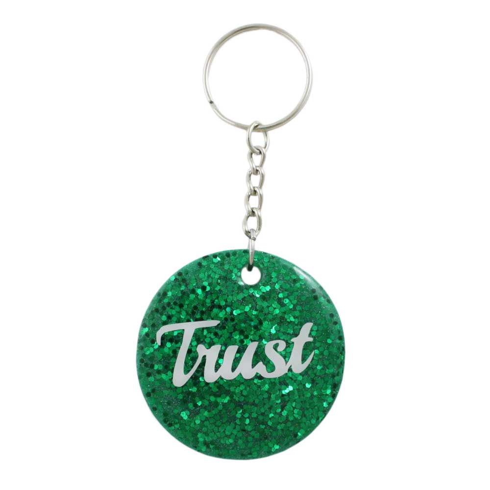 Green Resin Keychain with White Trust - Lilylin Designs