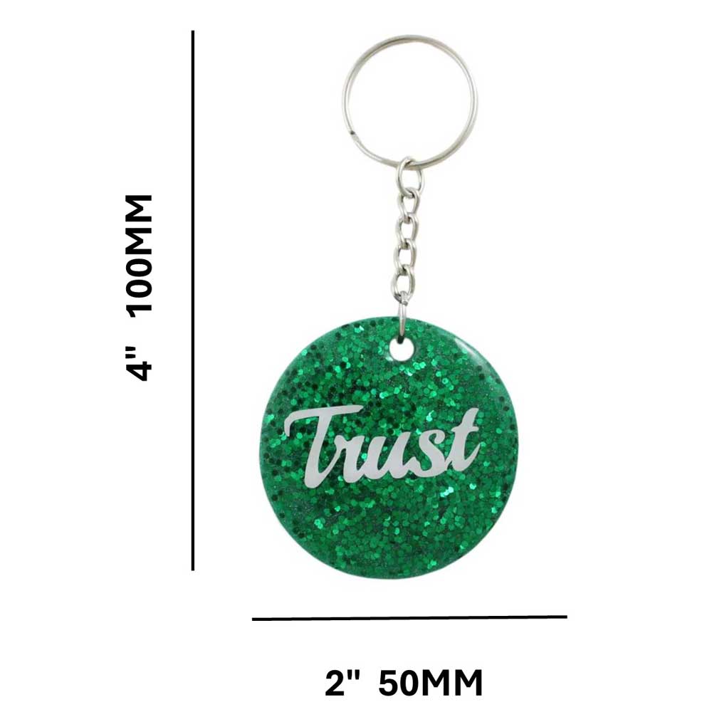 Green Resin Keychain with White Trust - Lilylin Designs