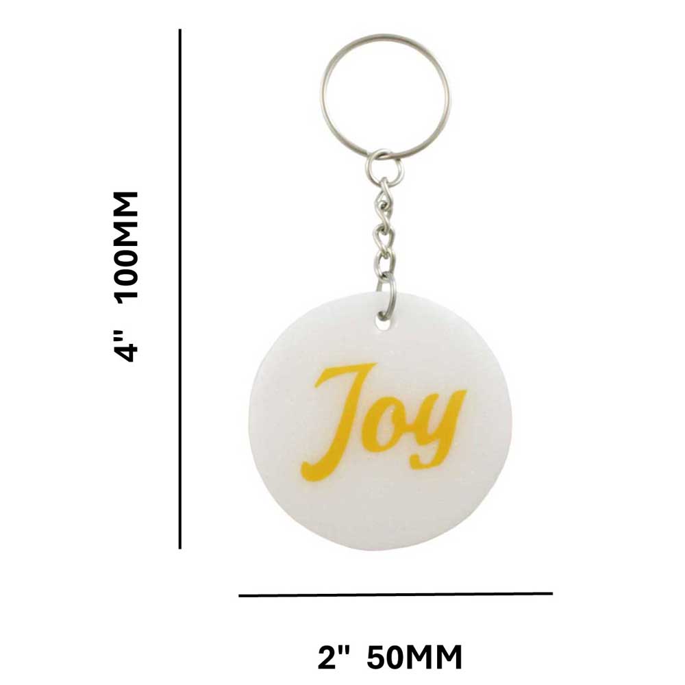 White Resin Keychain with Golden Yellow Joy - Lilylin Designs