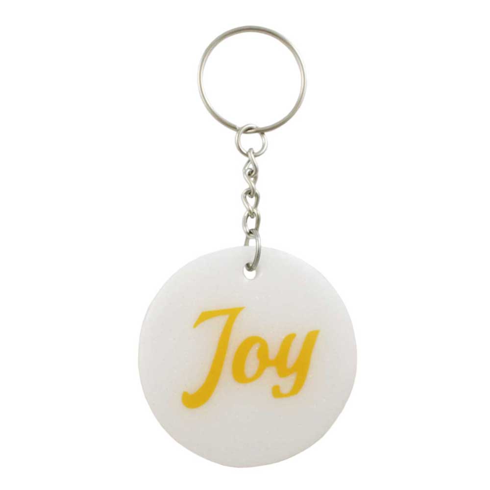 White Resin Keychain with Golden Yellow Joy - Lilylin Designs