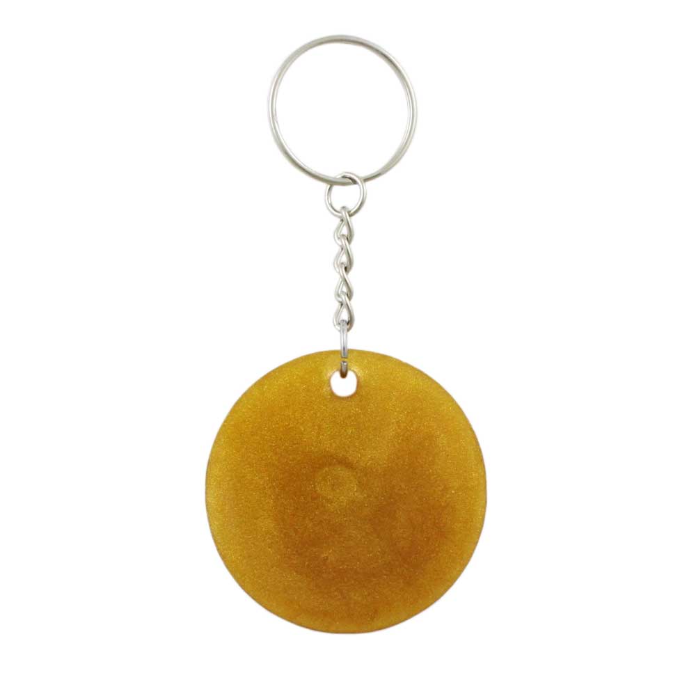 Gold Resin Keychain with White Joy - Lilylin Designs