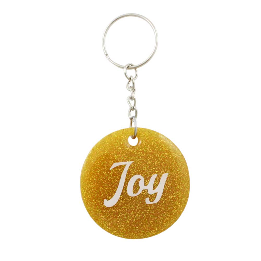 Gold Resin Keychain with White Joy - Lilylin Designs