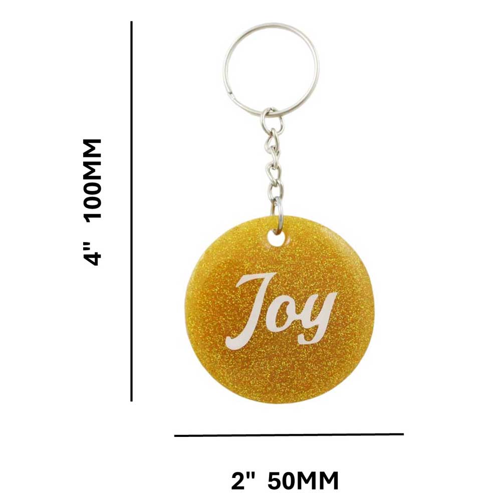 Gold Resin Keychain with White Joy - Lilylin Designs