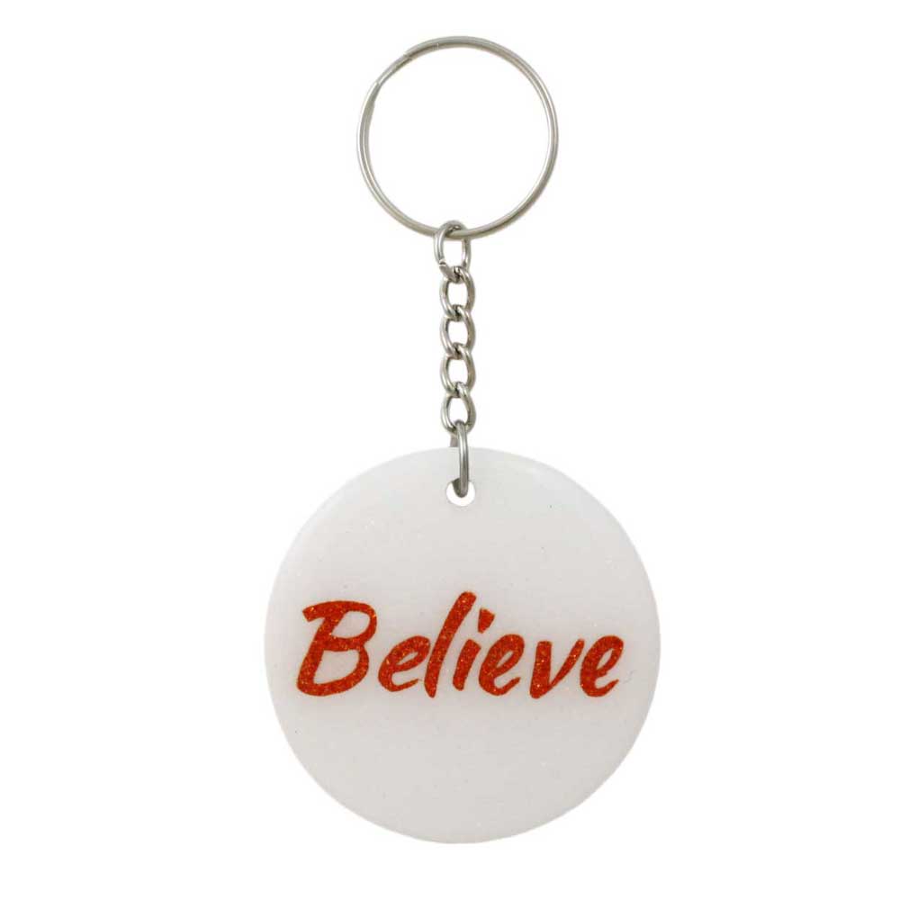 White Resin Keychain with Copper Believe - Lilylin Designs