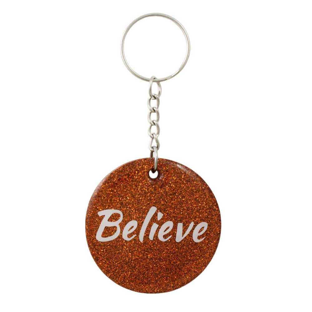 Copper Resin Keychain with White Believe - Lilylin Designs