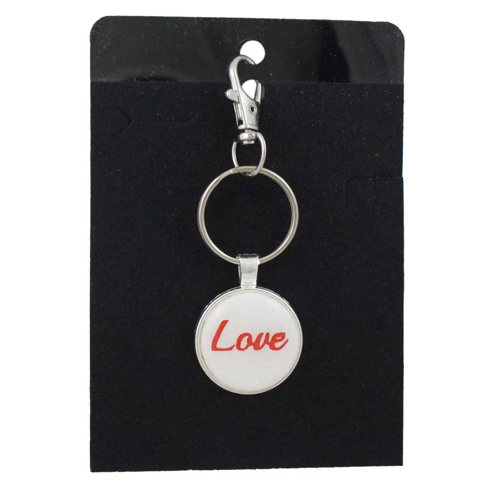 Keychain with 'Love' text on a black card - Lilylin Designs