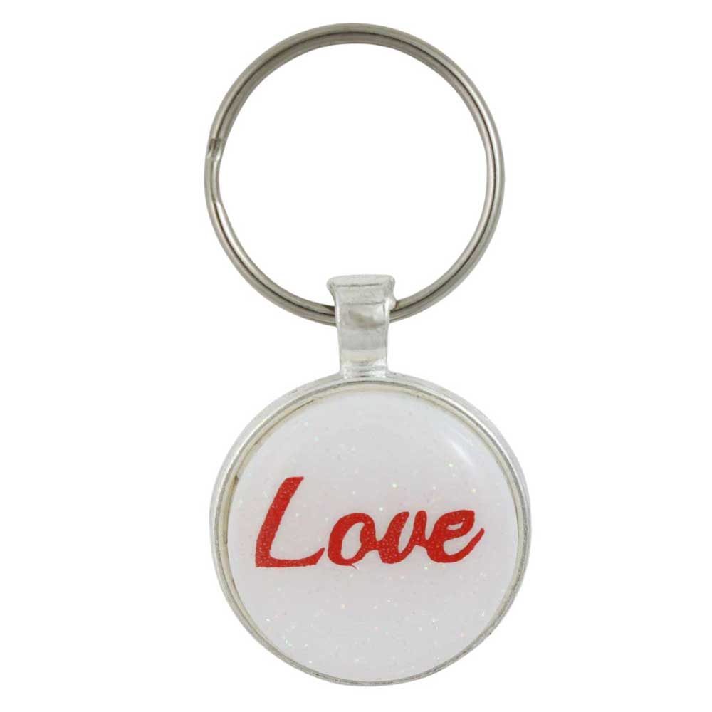 Keychain with 'Love' text in red on a white background - Lilylin Designs