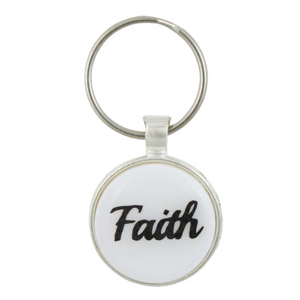 Keychain with 'Faith' text in black on a white background - Lilylin Designs