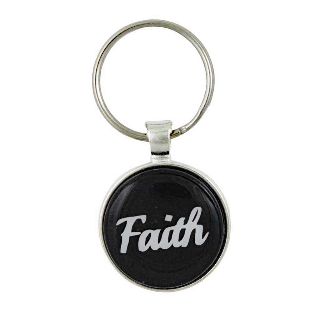 Keychain with 'Faith' text in white on a black background - Lilylin Designs