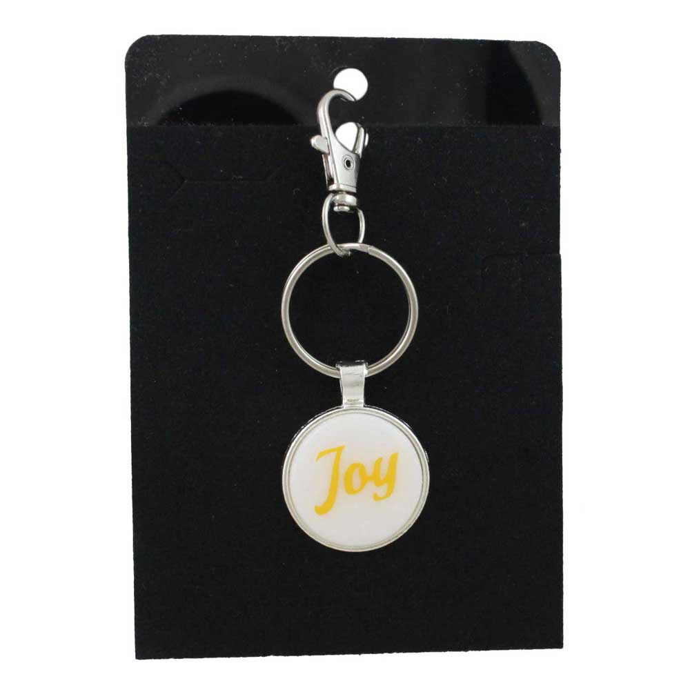Keychain with 'Joy' on a black card - Lilylin Designs