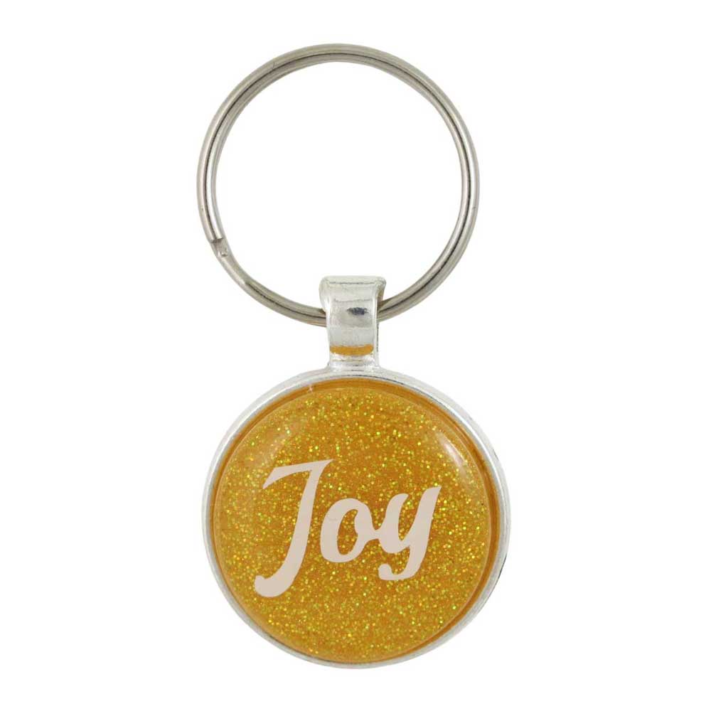 Joy keychain on white background - Lilylin Designs