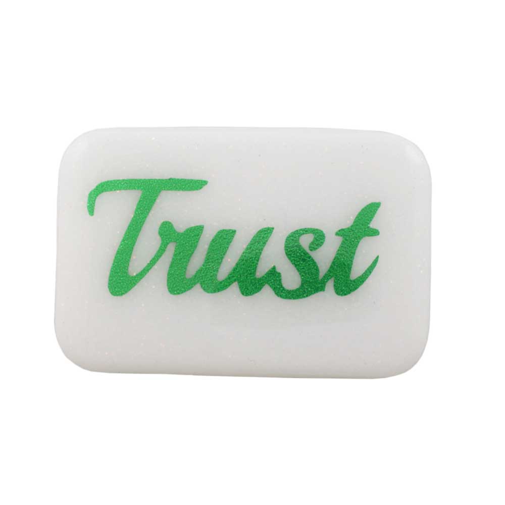 White Magnet with Green Trust - Lilylin Designs