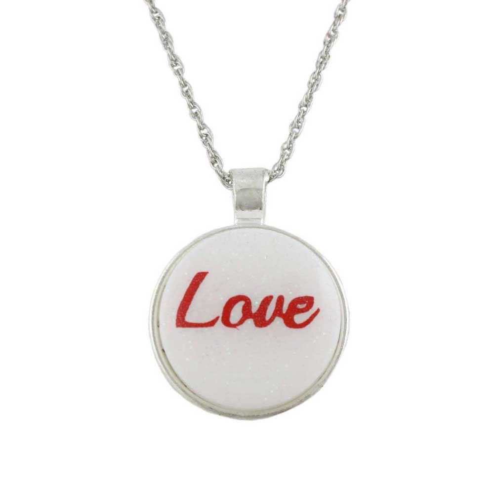 White Pendant with Red Love on Chain - Lilylin Designs