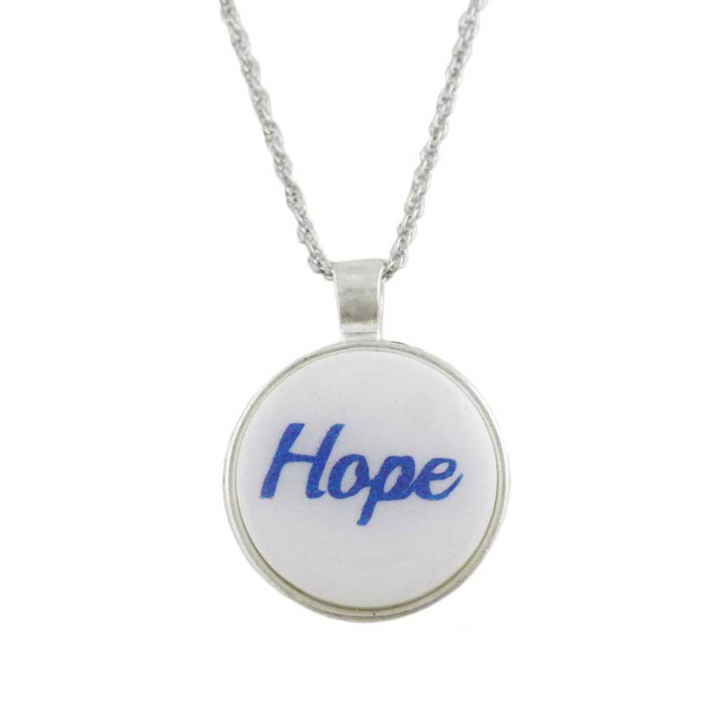 White Pendant with Blue Hope on Chain - Lilylin Designs
