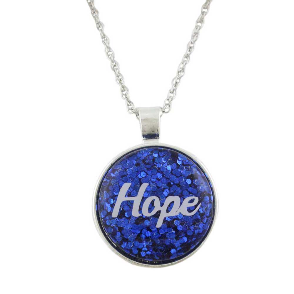 Blue Pendant with White Hope on Chain - Lilylin Designs
