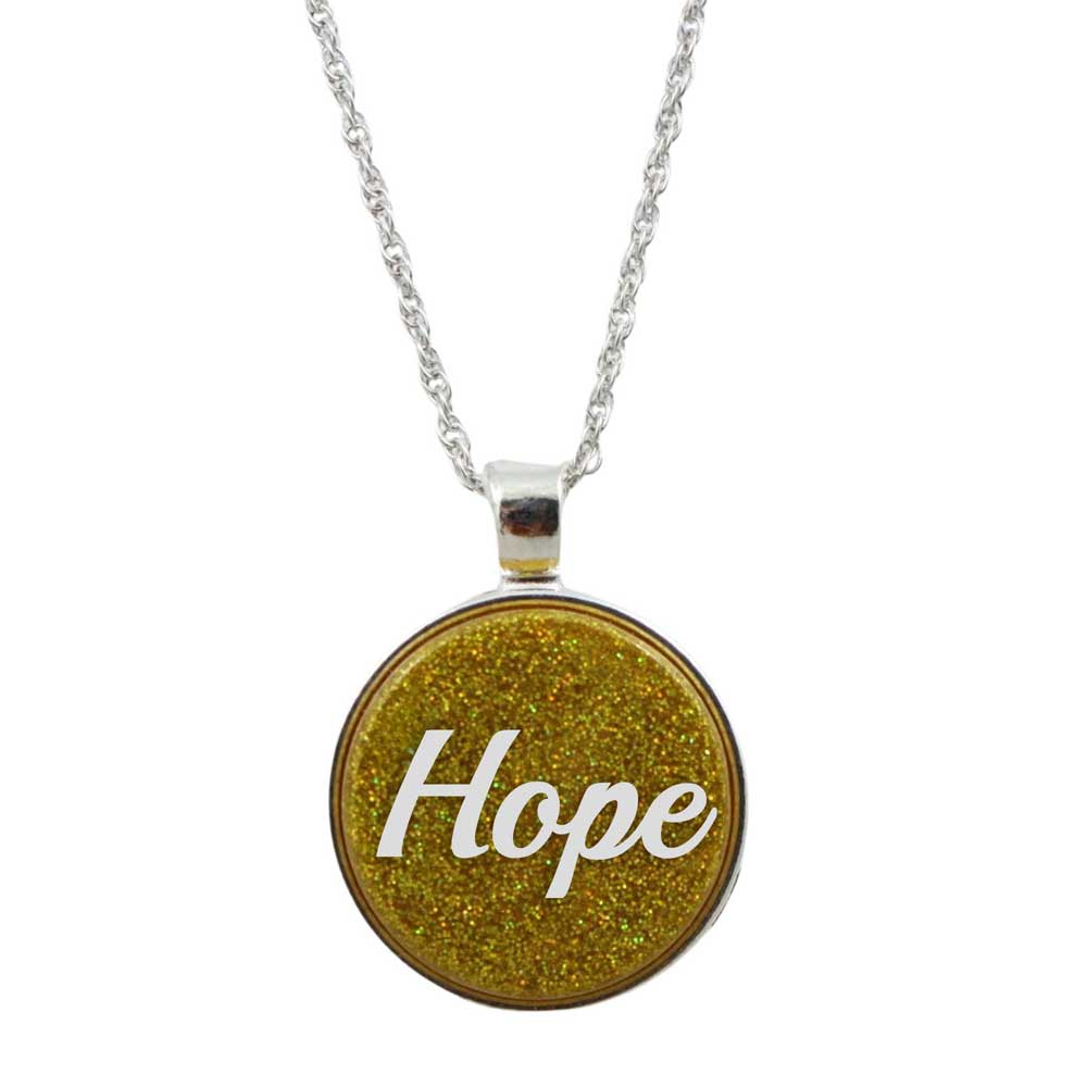 Inspirational Pendant with Hope in White on Chain - Lilylin Designs