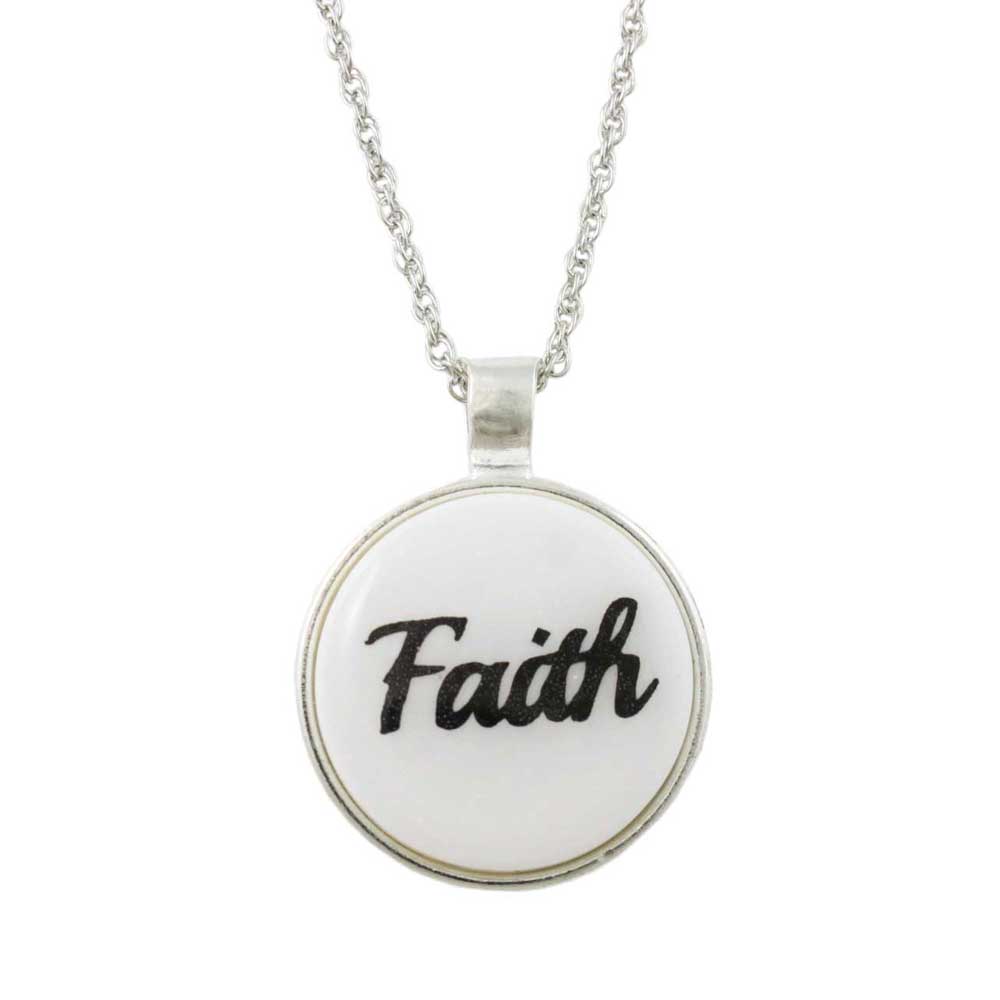 White Pendant with Black Faith on Chain - Lilylin Designs