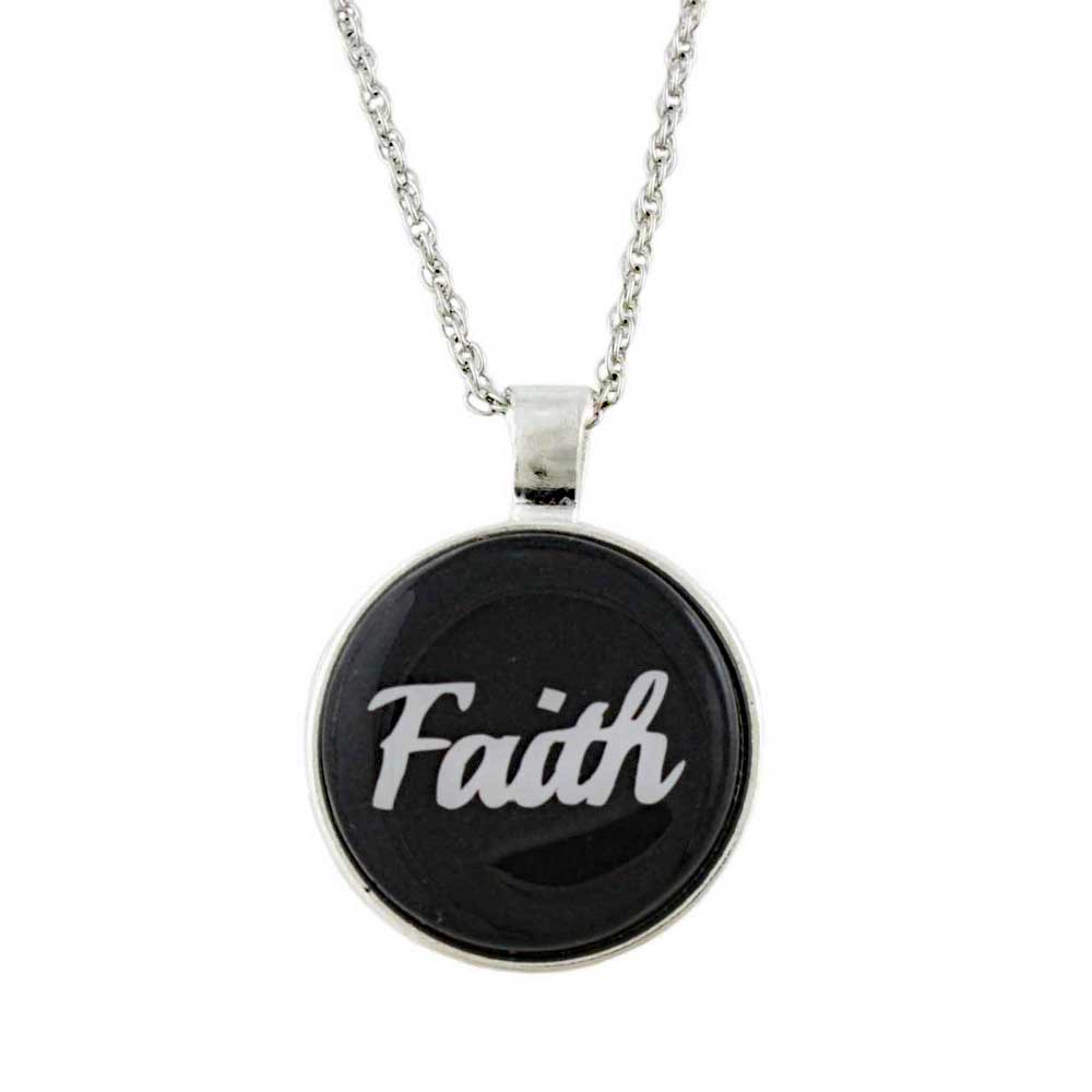 Black Pendant with White Faith on Chain - Lilylin Designs