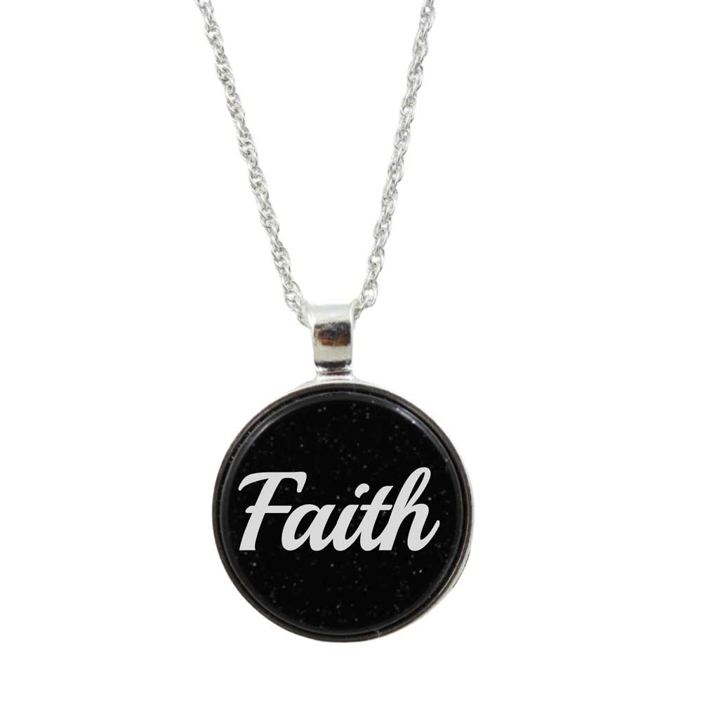 Inspirational Pendant with White Faith on Chain - Lilylin Designs
