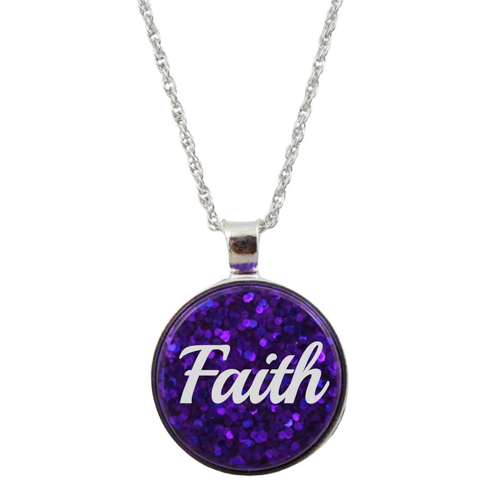 Inspirational Pendant with White Faith on Chain - Lilylin Designs