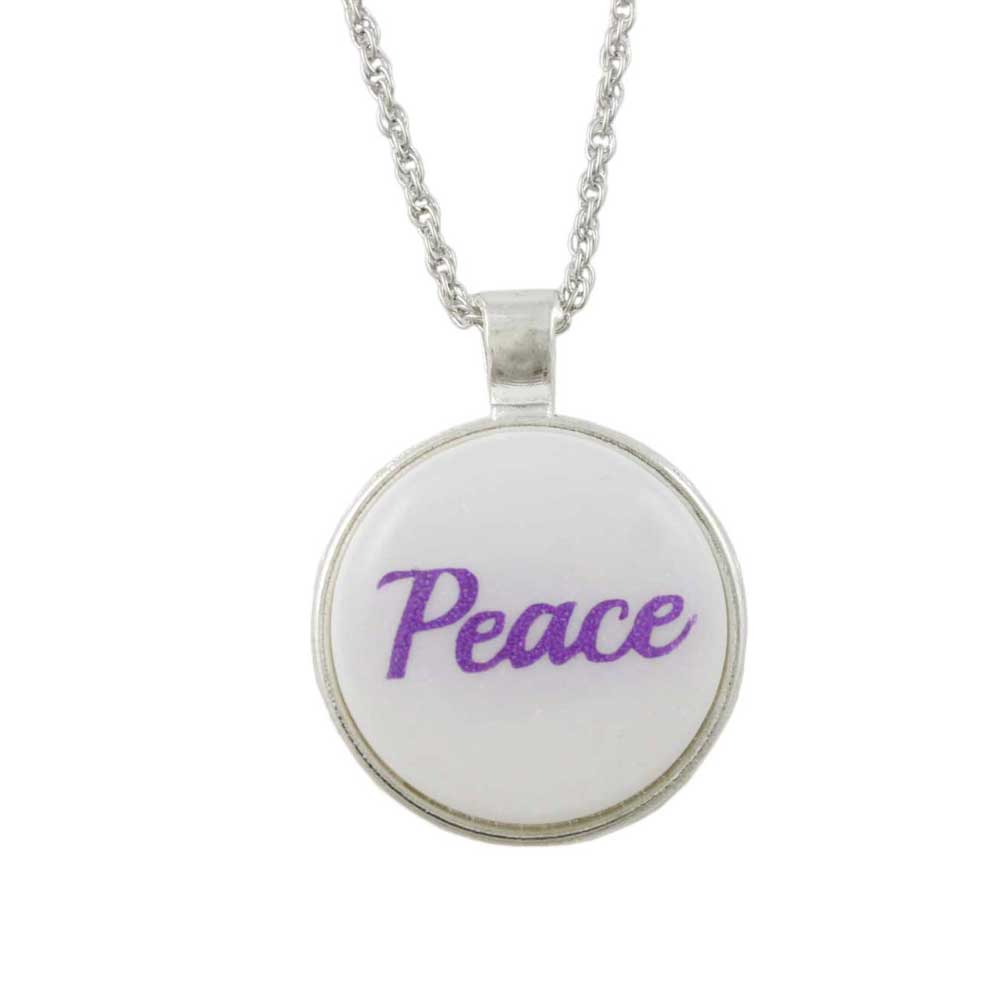 White Pendant with Purple Peace on Chain - Lilylin Designs