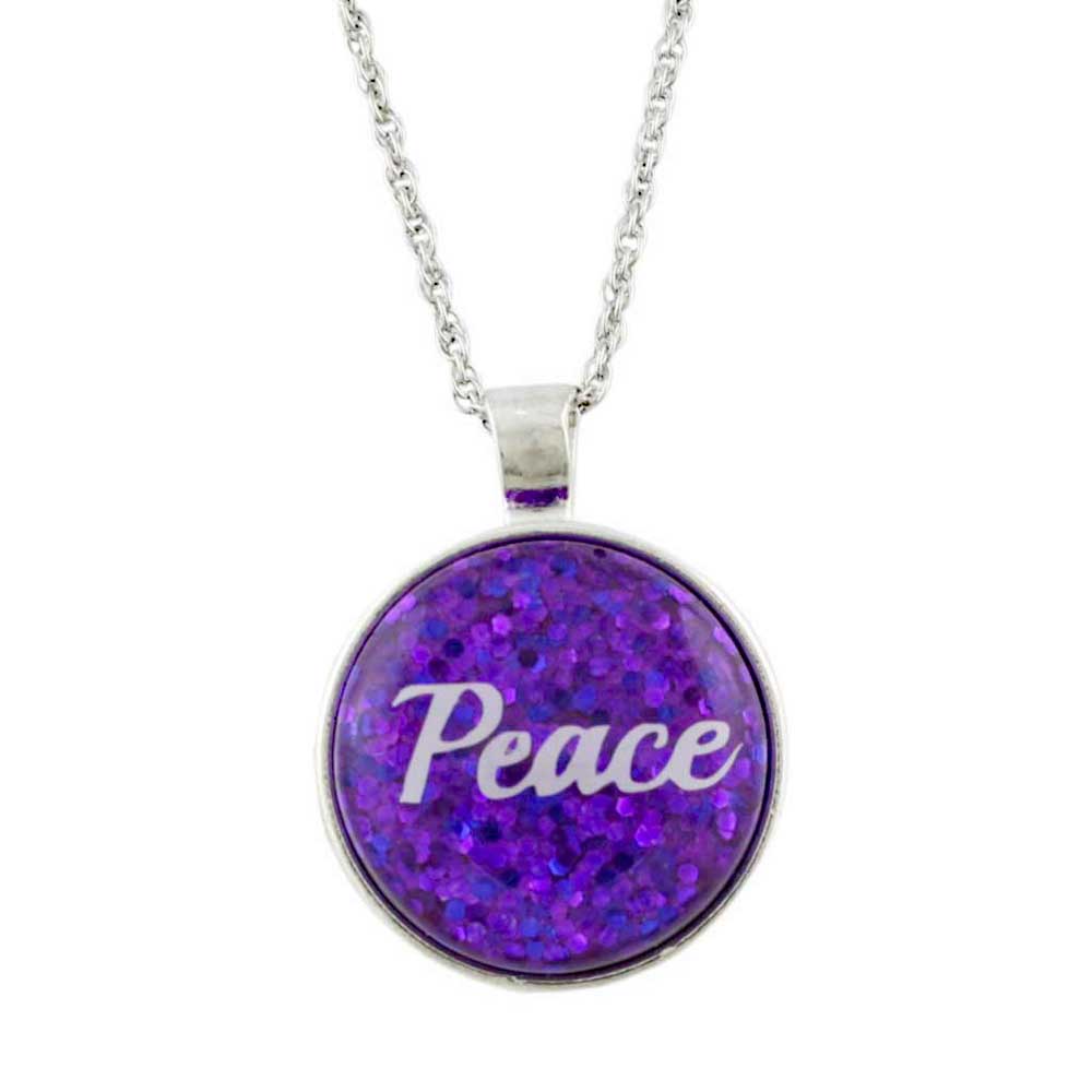 Purple Pendant with White Peace on Chain - Lilylin Designs