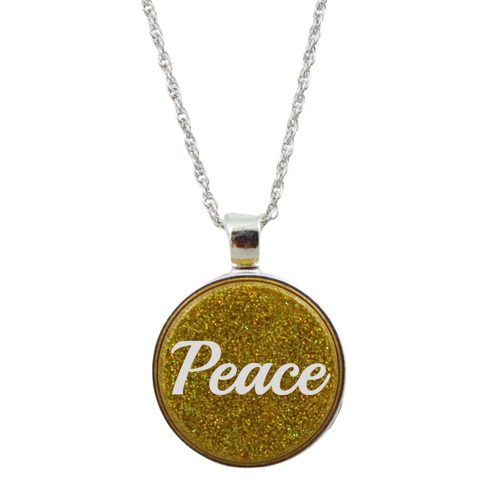 Inspirational Pendant with White Peace on Chain - Lilylin Designs