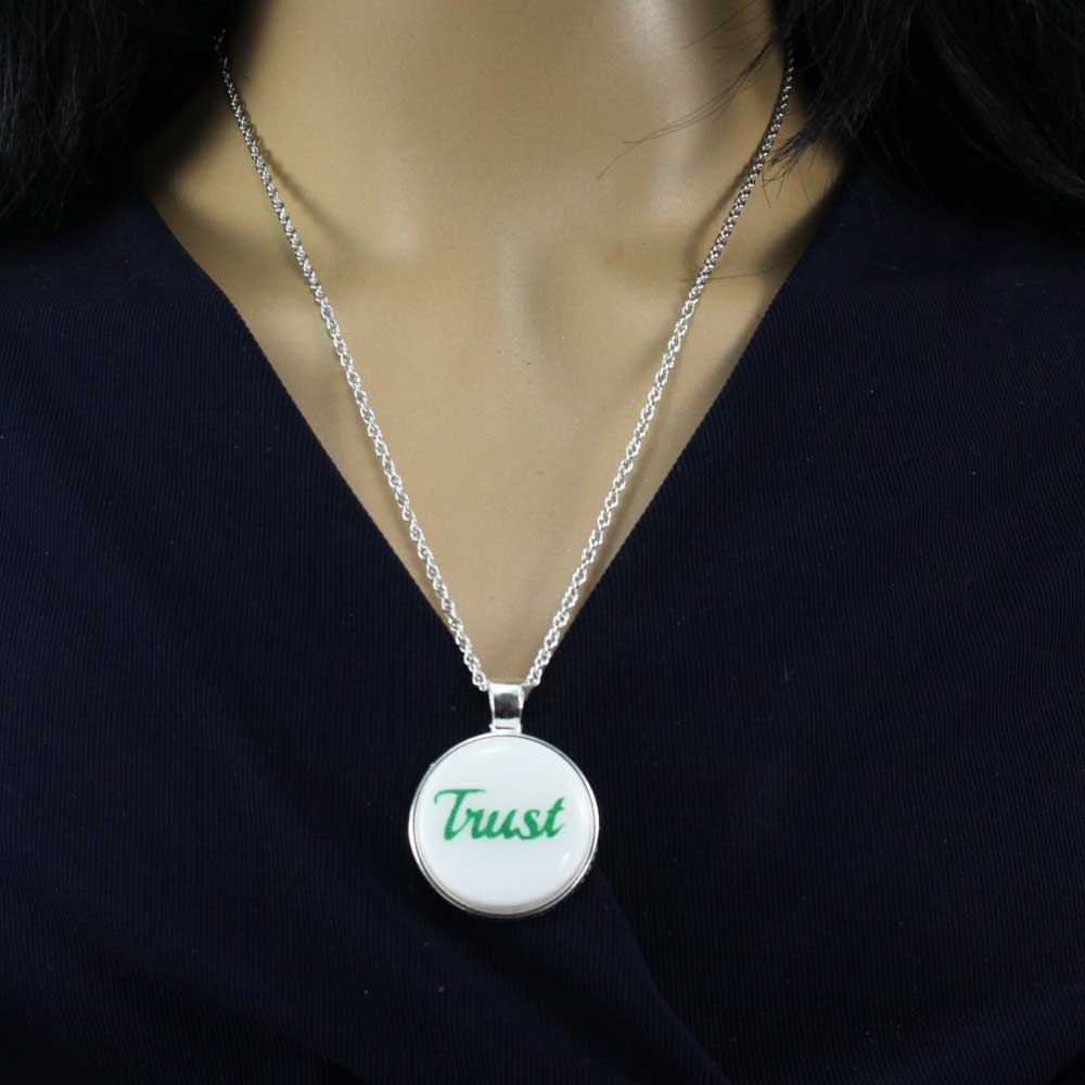 White Pendant with Green Trust on Chain - Lilylin Designs