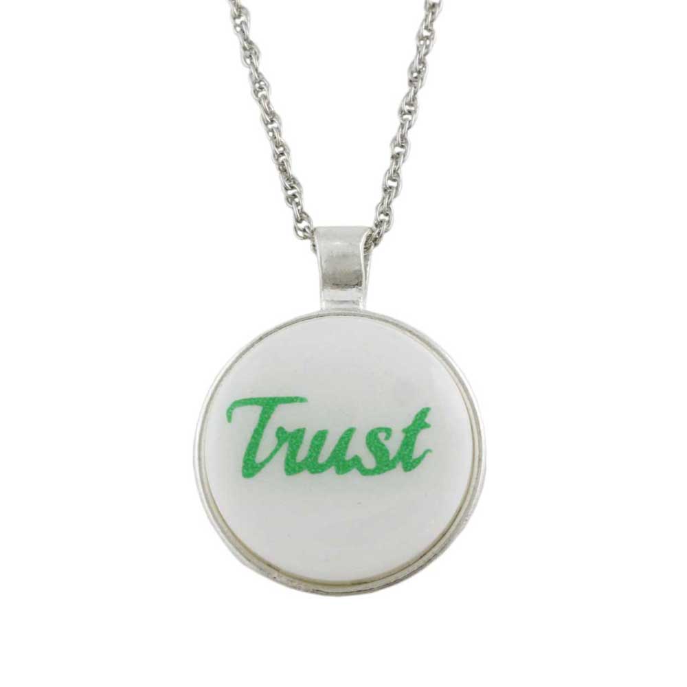 White Pendant with Green Trust on Chain - Lilylin Designs