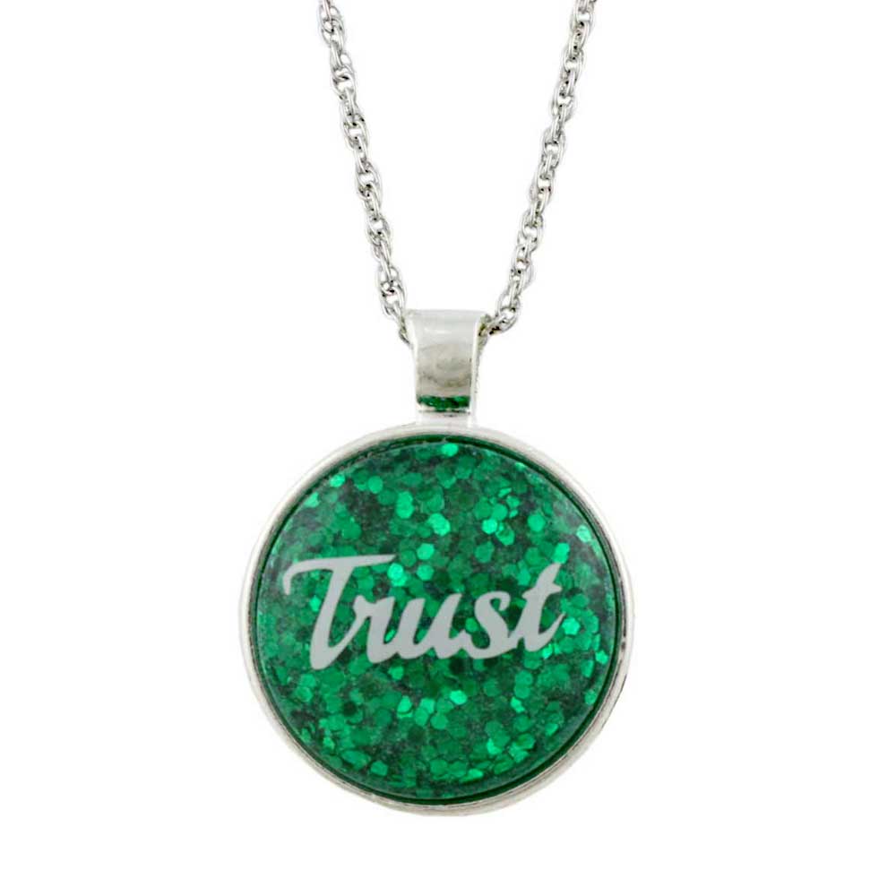 Green Pendant with White Trust on Chain - Lilylin Designs