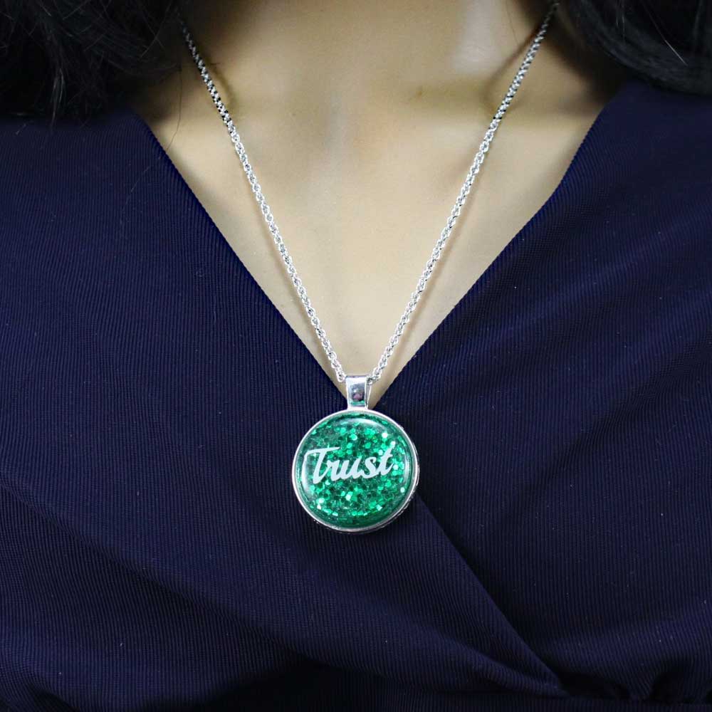 Green Pendant with White Trust on Chain - Lilylin Designs