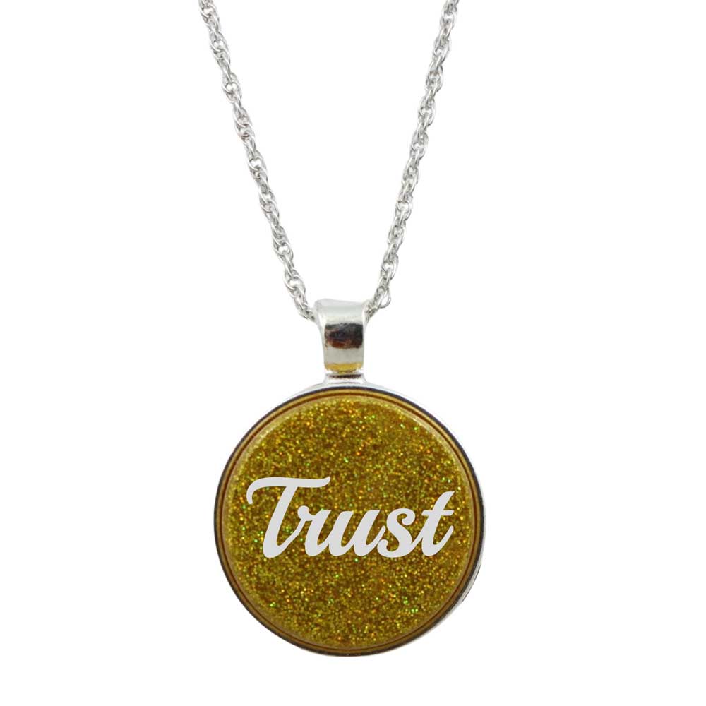 Inspirational Pendant with White Trust on Chain - Lilylin Designs